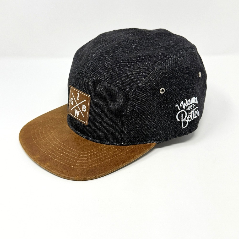 Zephyr I Wanna Get Better 5 Panel Strapback Hat Cotton Suede Brim NWT Black